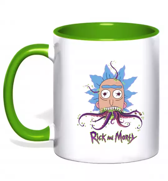 Чашка з кольоровою ручкою Octopus Rick Зелений фото