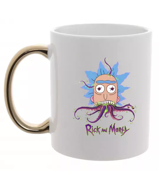 Чашка з кольоровою ручкою Octopus Rick Золото фото