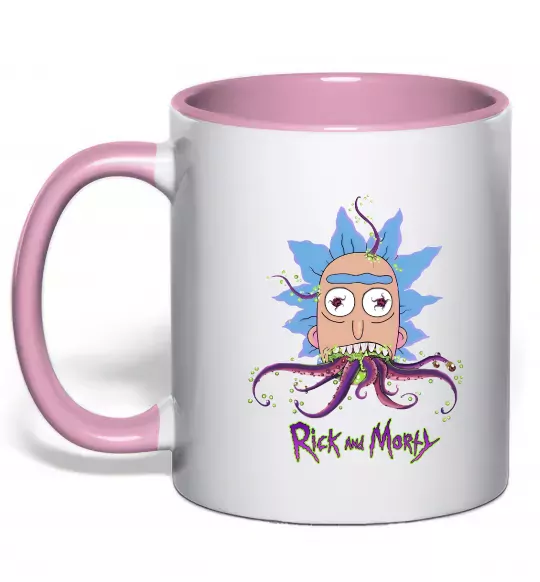 Чашка з кольоровою ручкою Octopus Rick Ніжно рожевий фото