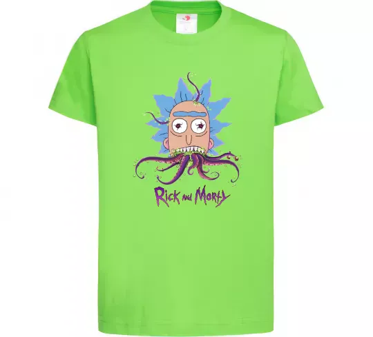 Детская футболка Octopus Rick Лаймовый фото