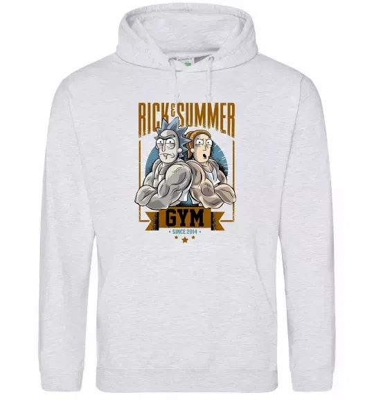 Мужская толстовка (худи) Rick and Summer Gym Серый меланж фото