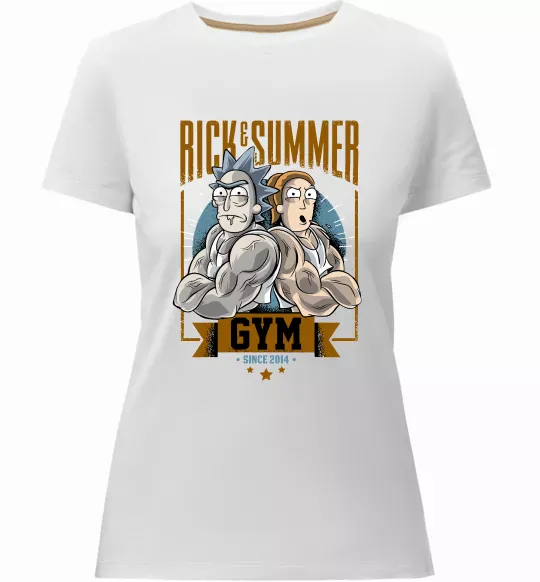 Женская премиум футболка Rick and Summer Gym Белый фото