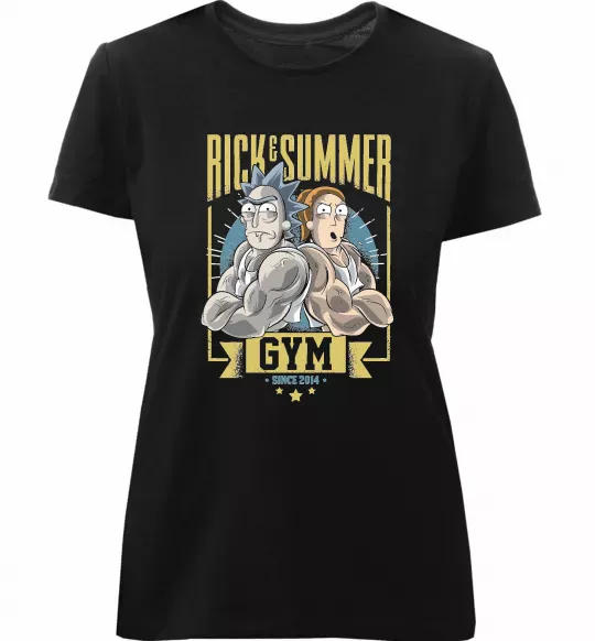 Женская премиум футболка Rick and Summer Gym Черный фото