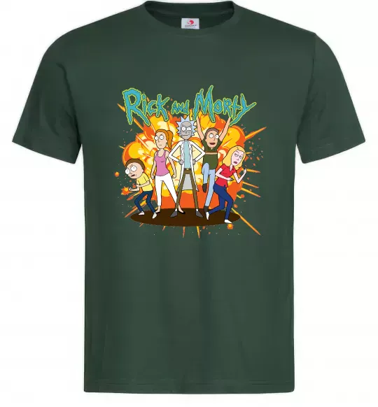 Мужская футболка Rick and Smith`s family Темно-зеленый фото
