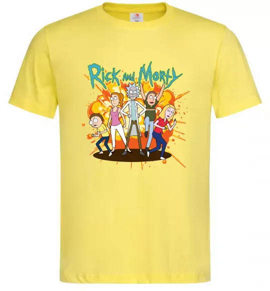 Мужская футболка Rick and Smith`s family Лимонный фото