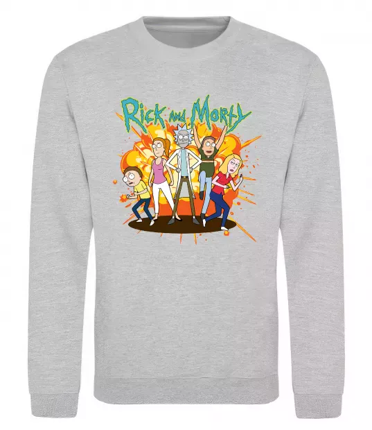 Свитшот Rick and Smith`s family Серый меланж фото
