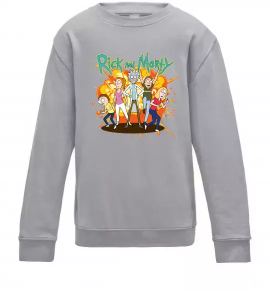 Детский Свитшот Rick and Smith`s family Серый меланж фото