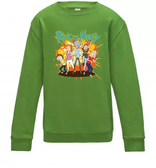 Детский Свитшот Rick and Smith`s family Лаймовый фото