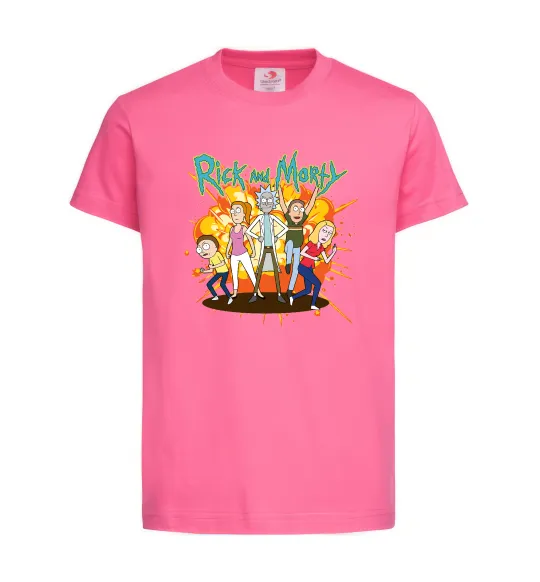 Дитяча футболка Rick and Smith`s family Яскраво-рожевий фото