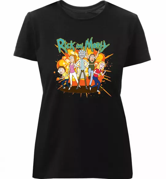 Женская премиум футболка Rick and Smith`s family Черный фото