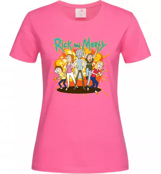 Жіноча футболка Rick and Smith`s family Яскраво-рожевий фото