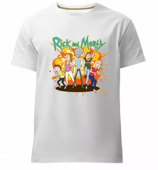Мужская премиум футболка Rick and Smith`s family Белый фото