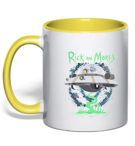 Чашка з кольоровою ручкою Рік і Морті тарілка Лимонний фото