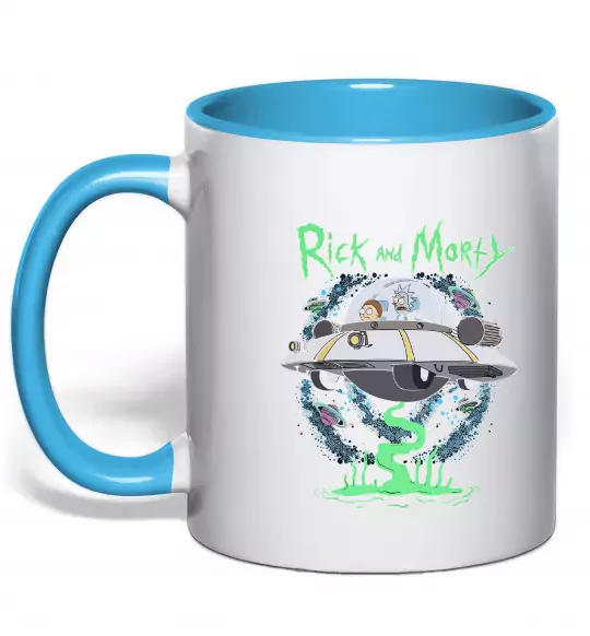 Чашка с цветной ручкой Рік і Морті тарілка Голубой фото