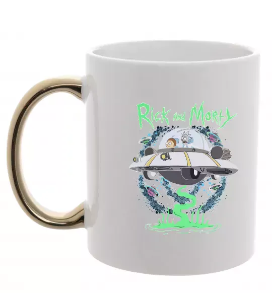 Чашка с цветной ручкой Рік і Морті тарілка Золото фото