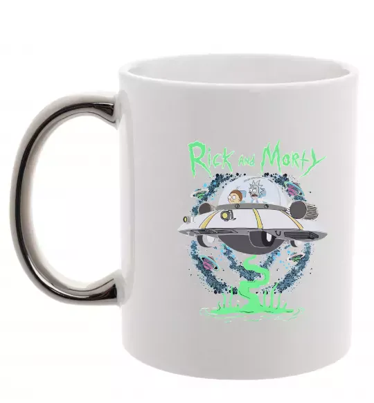 Чашка с цветной ручкой Рік і Морті тарілка Серебро фото