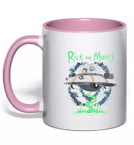 Чашка с цветной ручкой Рік і Морті тарілка Нежно розовый фото