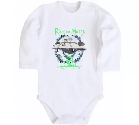 Дитячий бодік Рік і Морті тарілка Білий фото