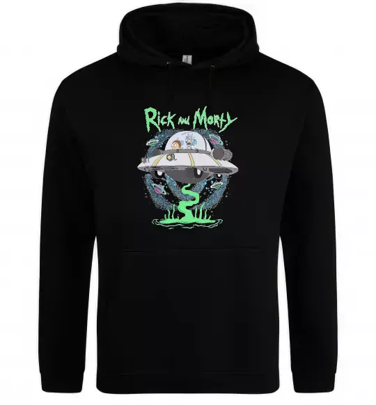 Мужская толстовка (худи) Рік і Морті тарілка Черный фото