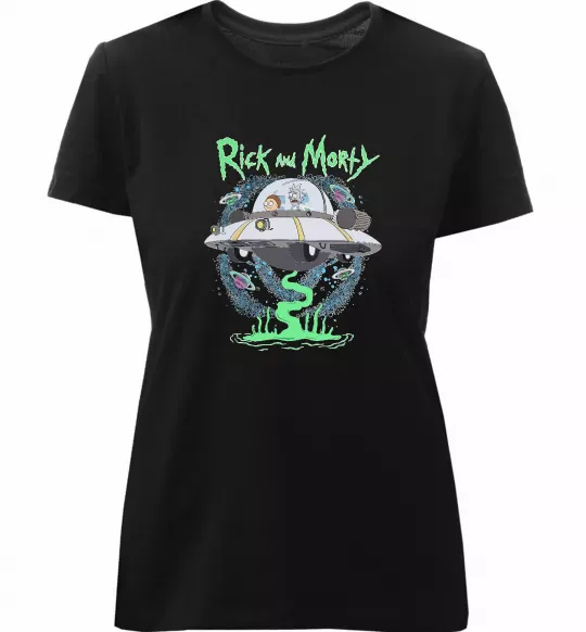 Женская премиум футболка Рік і Морті тарілка Черный фото