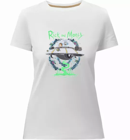 Женская премиум футболка Рік і Морті тарілка Белый фото