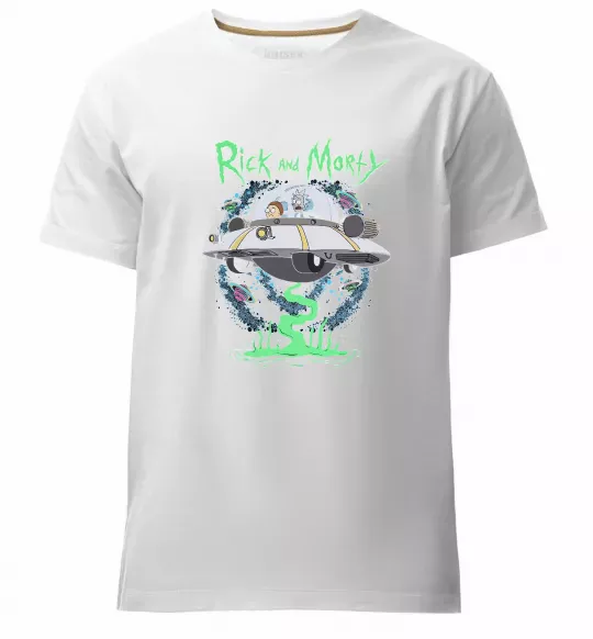 Чоловіча преміум футболка Рік і Морті тарілка Білий фото