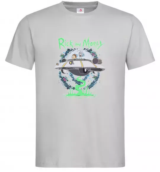 Чоловіча футболка Рік і Морті тарілка Сірий фото