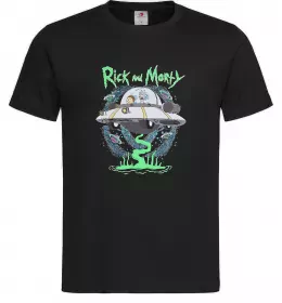 Чоловіча футболка Рік і Морті тарілка Чорний фото