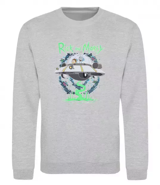 Свитшот Рік і Морті тарілка Серый меланж фото