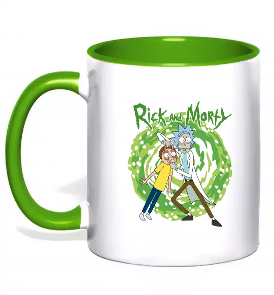 Чашка з кольоровою ручкою Rick and Morty Portal Зелений фото