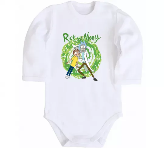 Дитячий бодік Rick and Morty Portal Білий фото