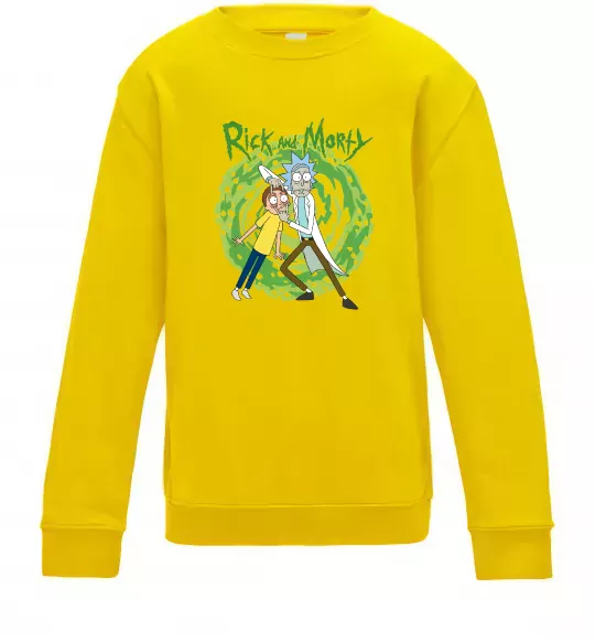 Детский Свитшот Rick and Morty Portal Солнечно желтый фото