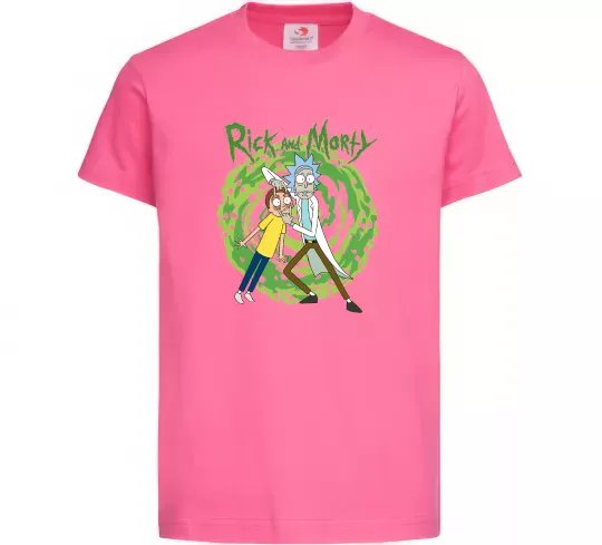 Детская футболка Rick and Morty Portal Ярко-розовый фото