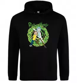 Мужская толстовка (худи) Rick and Morty Portal Черный фото
