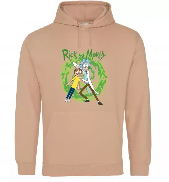 Мужская толстовка (худи) Rick and Morty Portal Песочный фото