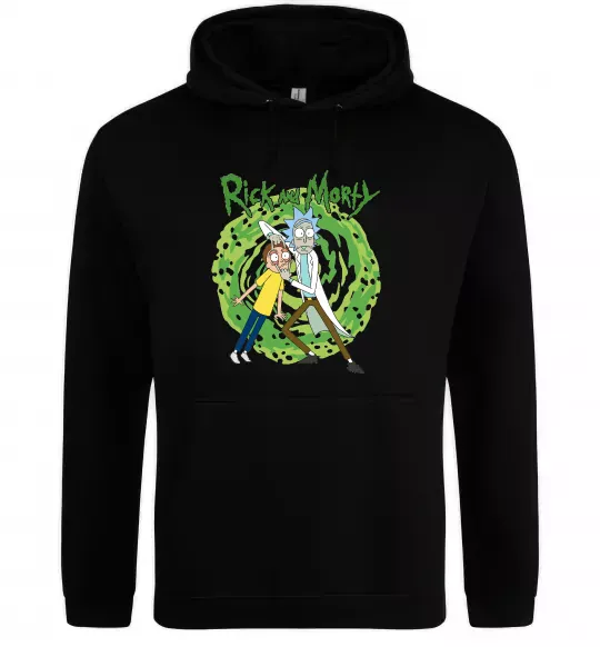 Женская толстовка (худи) Rick and Morty Portal Черный фото
