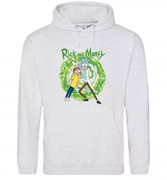 Женская толстовка (худи) Rick and Morty Portal Серый меланж фото