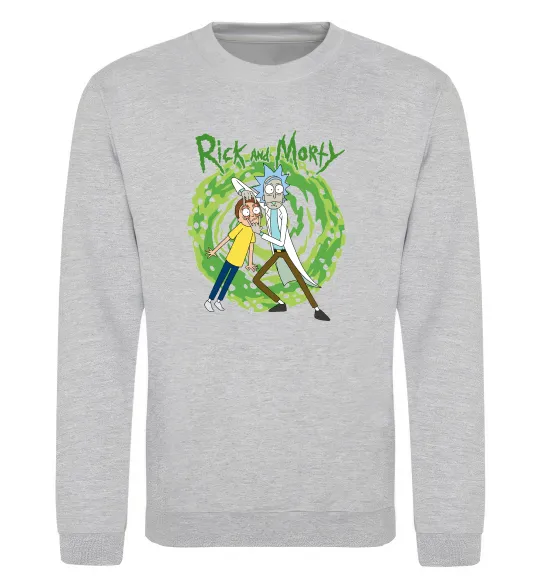 Світшот Rick and Morty Portal Сірий меланж фото
