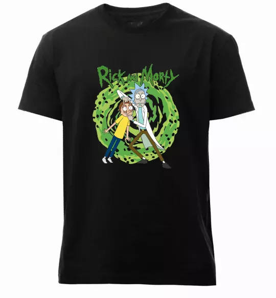 Мужская премиум футболка Rick and Morty Portal Черный фото