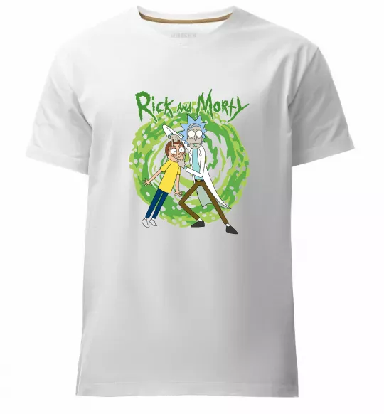 Мужская премиум футболка Rick and Morty Portal Белый фото