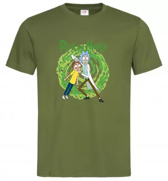 Чоловіча футболка Rick and Morty Portal Оливковий фото
