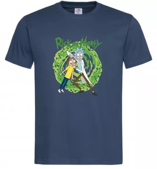 Чоловіча футболка Rick and Morty Portal Темно-синій фото