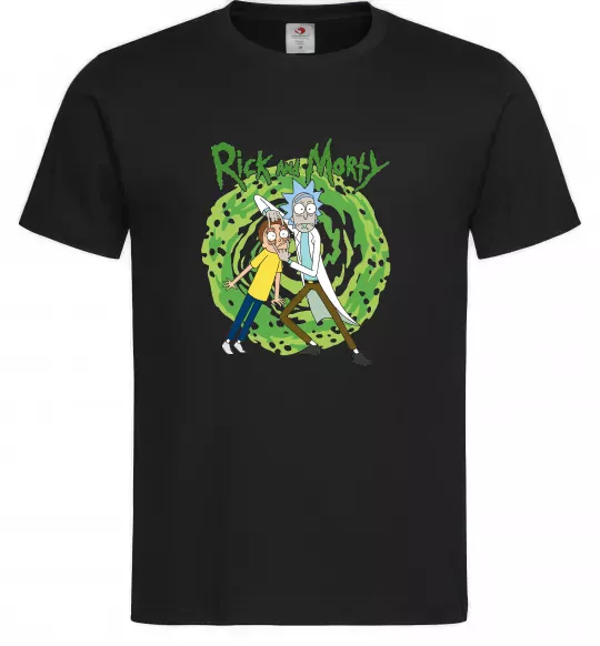 Чоловіча футболка Rick and Morty Portal Чорний фото