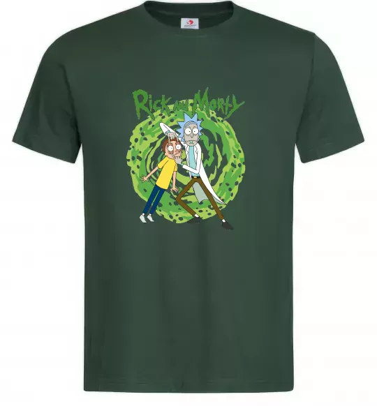 Чоловіча футболка Rick and Morty Portal Темно-зелений фото
