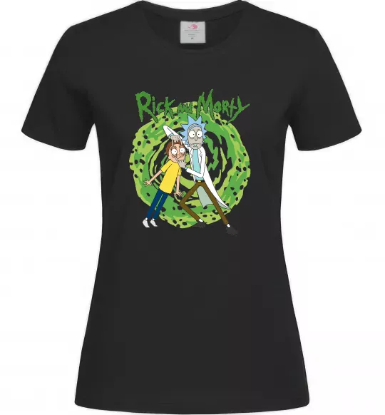 Женская футболка Rick and Morty Portal Черный фото