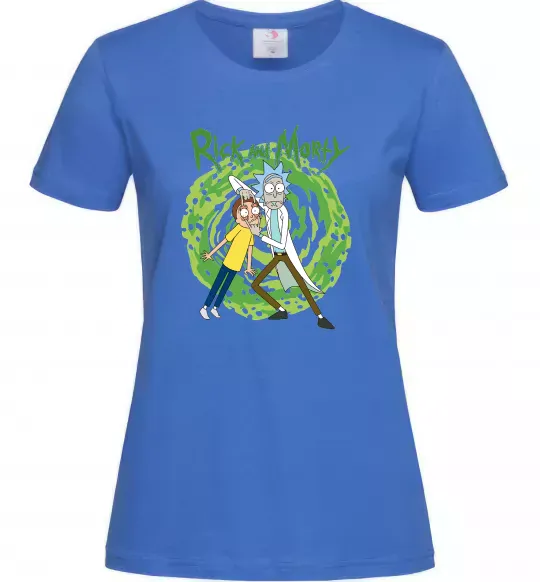 Женская футболка Rick and Morty Portal Ярко-синий фото