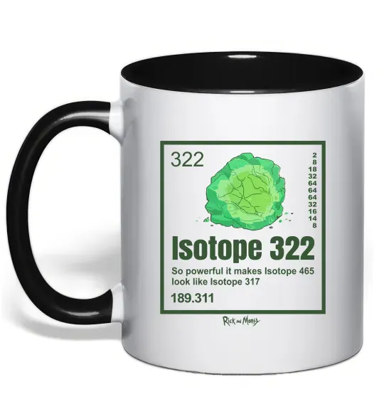 Чашка з кольоровою ручкою Isotope 322 Чорний фото
