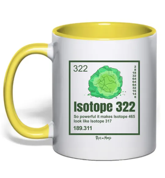 Чашка с цветной ручкой Isotope 322 Лимонный фото