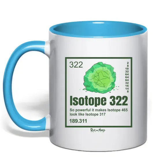 Чашка з кольоровою ручкою Isotope 322 Блакитний фото