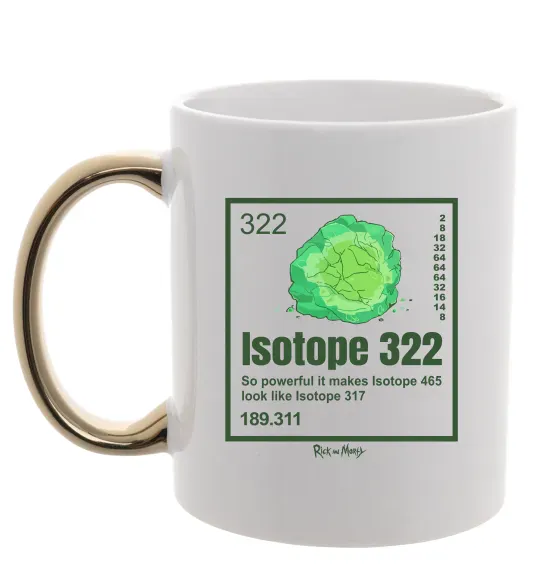 Чашка з кольоровою ручкою Isotope 322 Золото фото